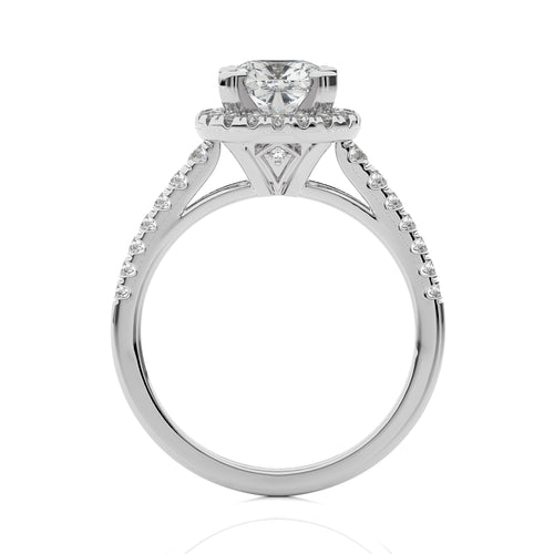 Cushion Floating Halo Diamond Engagement ring