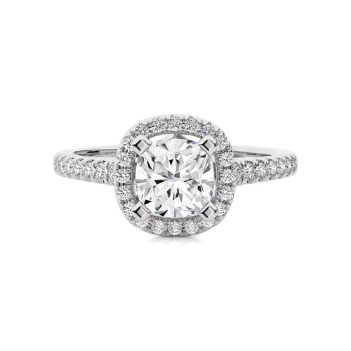 Cushion Floating Halo Lab Created Diamond Engagement ring