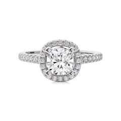 1 3/4 CT.  Cushion Floating Halo Natural Diamond Engagement ring