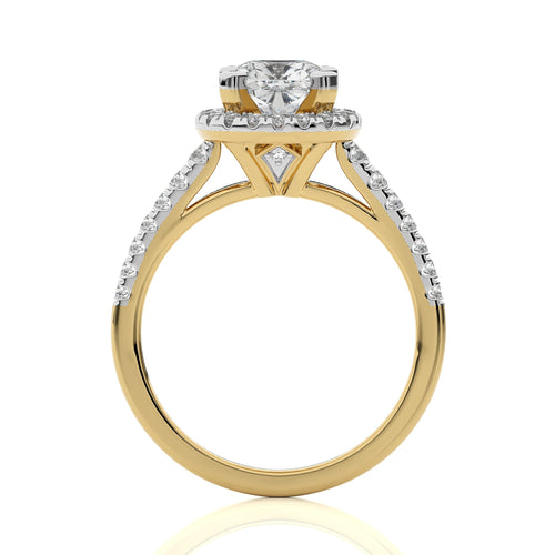 Cushion Floating Halo Lab Created Diamond Engagement ring