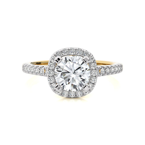 Round Floating Halo Diamond Engagement ring