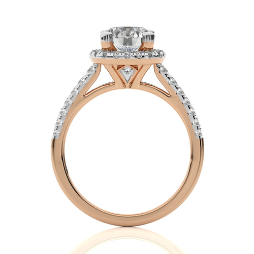Round Floating Halo Diamond Engagement ring