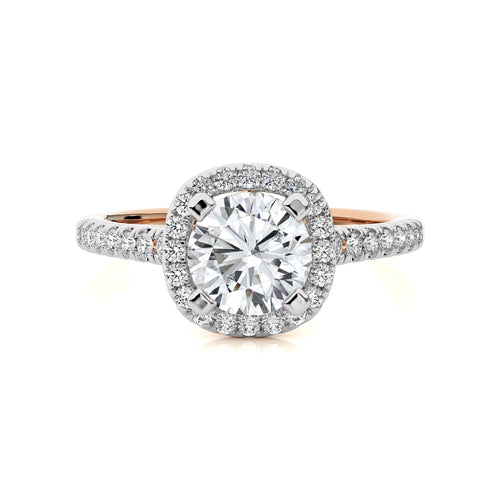 Round Floating Halo Diamond Engagement ring