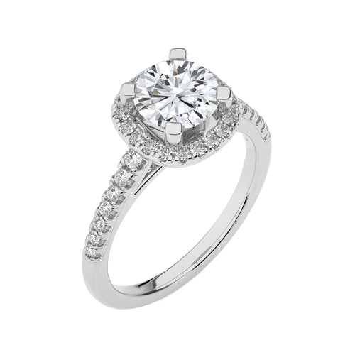 Round Floating Halo Diamond Engagement ring