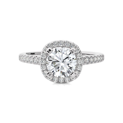 Round Floating Halo Diamond Engagement ring