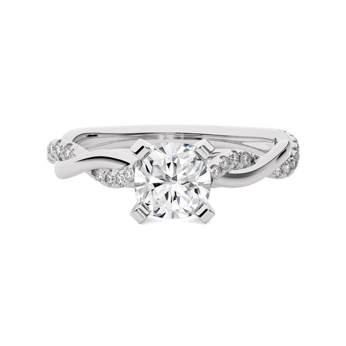 Twisting Vows Cushion Bypass Engagement Ring