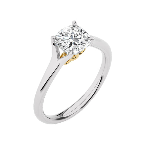 1 1/2 CT. Celestial Cushion Split Shank Natural Diamond Engagement Ring