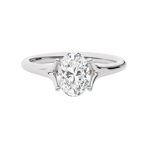 Celestial Oval Split Shank Lab Created Diamond Engagement Ring