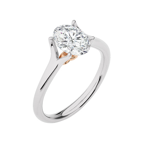 1 1/2 CT. Celestial Oval Split Shank Natural Diamond Engagement Ring