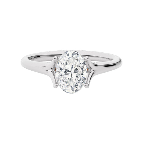 1 1/2 CT. Celestial Oval Split Shank Natural Diamond Engagement Ring
