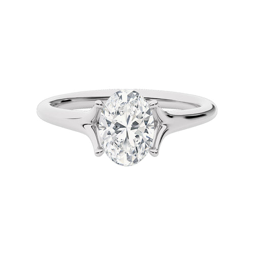 1 1/2 CT. Celestial Oval Split Shank Natural Diamond Engagement Ring