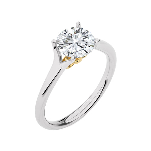 1 1/2 CT. Celestial Round Split Shank Natural Diamond Engagement Ring