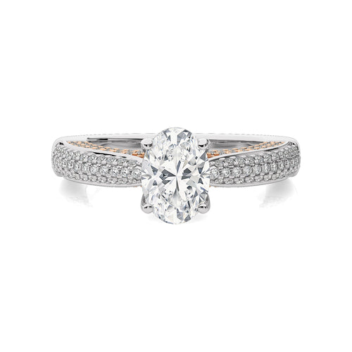 Astral Unity Oval and  Round Lab Created Diamond Engagement Ring