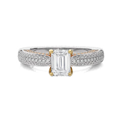 Astral Unity Emerald Cut and Round Lab Created Diamond Engagement Ring