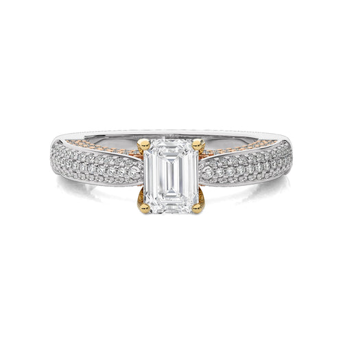 Astral Unity Emerald Cut and Diamond Engagement Ring