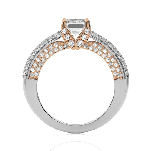 Astral Unity Emerald Cut and Diamond Engagement Ring