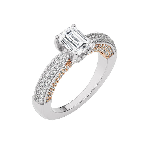 Astral Unity Emerald Cut and Round Lab Created Diamond Engagement Ring