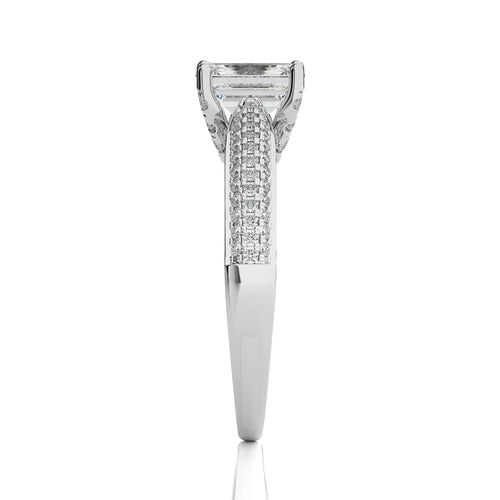 Astral Unity Emerald Cut and Diamond Engagement Ring
