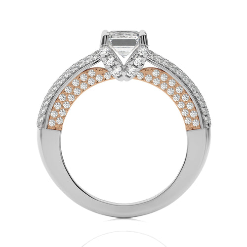 Astral Unity Emerald Cut and Diamond Engagement Ring