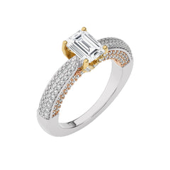 Astral Unity Emerald Cut and Diamond Engagement Ring