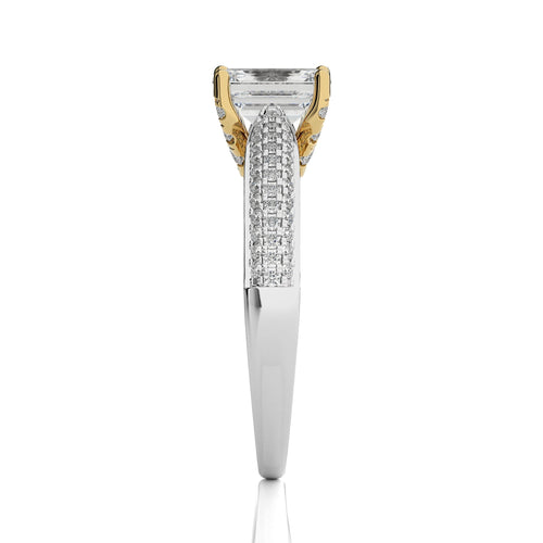 Astral Unity Emerald Cut and Diamond Engagement Ring