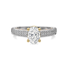 Lunar Embrace Oval and Round Diamond Engagement Ring