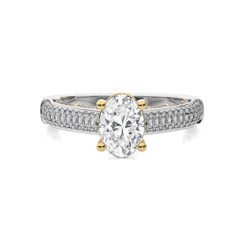 Lunar Embrace Oval and Round Diamond Engagement Ring