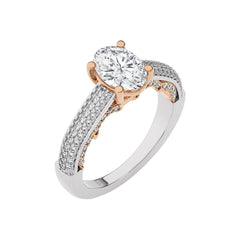 Lunar Embrace Oval and Round Diamond Engagement Ring