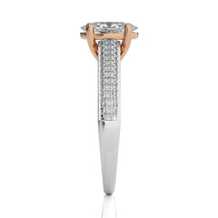 Lunar Embrace Oval and Round Diamond Engagement Ring