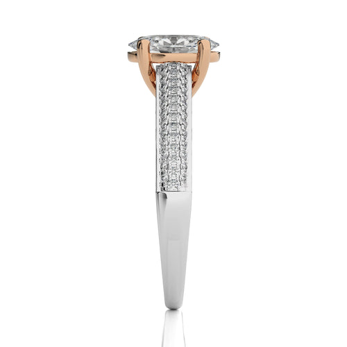 Lunar Embrace Oval and Round Diamond Engagement Ring