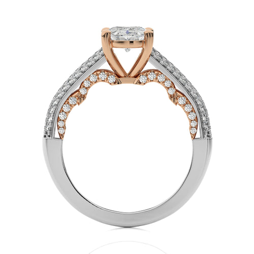 Lunar Embrace Oval and Round Diamond Engagement Ring