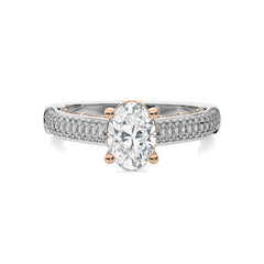 2 CT. Lunar Embrace Oval and Round Natural Diamond Engagement Ring