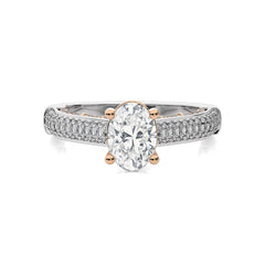 Lunar Embrace Oval and Round Diamond Engagement Ring