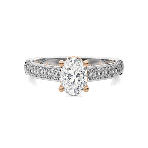 Lunar Embrace Oval and Round Diamond Engagement Ring