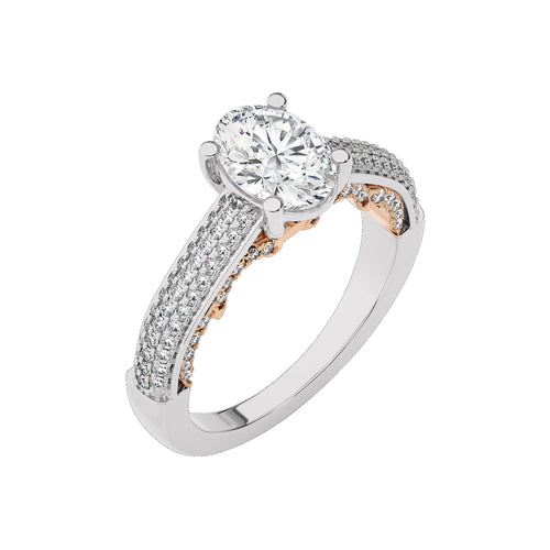 Lunar Embrace Oval and Round Diamond Engagement Ring