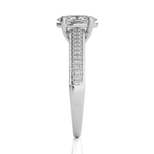 Lunar Embrace Oval and Round Diamond Engagement Ring