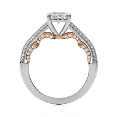 2 CT. Lunar Embrace Oval and Round Natural Diamond Engagement Ring