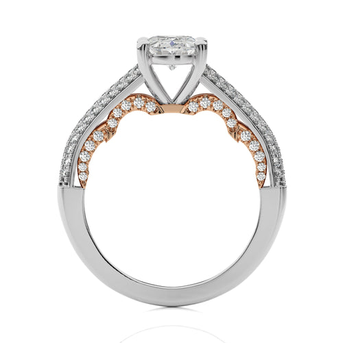 Lunar Embrace Oval and Round Diamond Engagement Ring