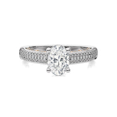 Lunar Embrace Oval and Round Diamond Engagement Ring