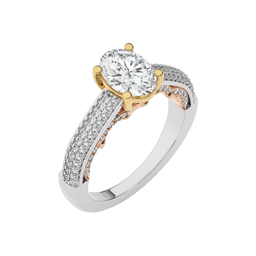 Lunar Embrace Oval and Round Diamond Engagement Ring