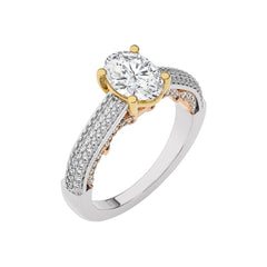 2 CT. Lunar Embrace Oval and Round Natural Diamond Engagement Ring