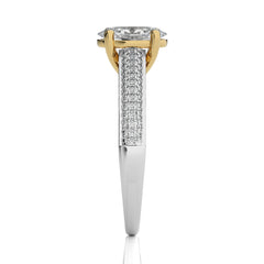 Lunar Embrace Oval and Round Diamond Engagement Ring