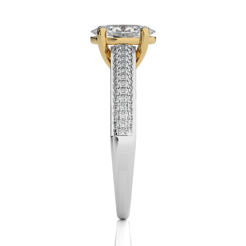 Lunar Embrace Oval and Round Diamond Engagement Ring