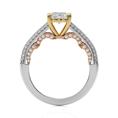 2 CT. Lunar Embrace Oval and Round Lab Created Diamond Engagement Ring