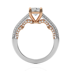 Lunar Embrace Emerald Cut and Round Diamond Engagement Ring