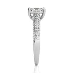 Lunar Embrace Emerald Cut and Round Diamond Engagement Ring