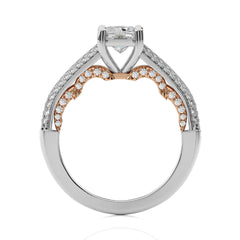 2 CT. Lunar Embrace Emerald Cut and Round Natural Diamond Engagement Ring