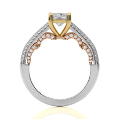 Lunar Embrace Emerald Cut and Round Diamond Engagement Ring