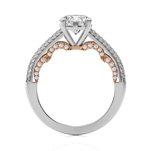 Lunar Embrace Round Diamond Engagement Ring
