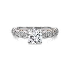 Lunar Embrace Round Diamond Engagement Ring